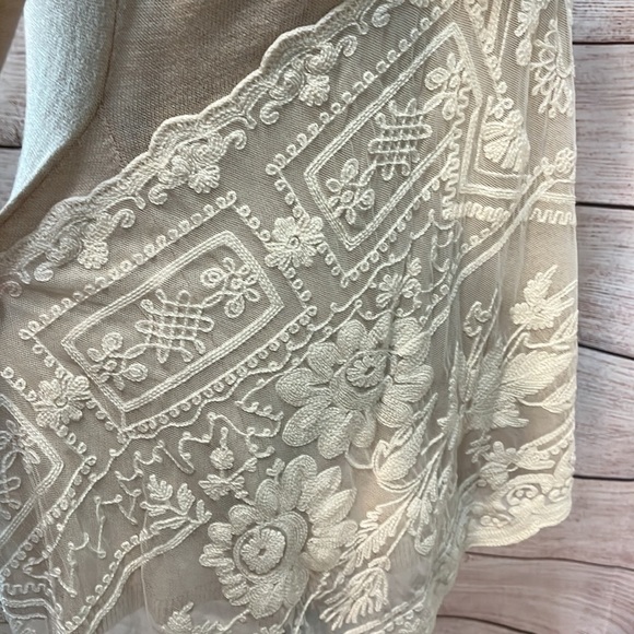 Anthropologie Angel of the North Sweater Lace Tunic Size Small Camel Cream - Picture 6 of 13